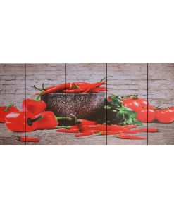 Set zidnih slika na platnu s uzorkom paprika šareni 150 x 60 cm