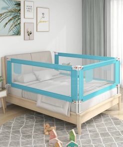 Sigurnosna ograda za dječji krevet plava 160 x 25 cm od tkanine