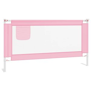 Sigurnosna ograda za dječji krevet ružičasta 160x25 cm tkanina
