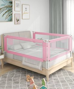 Sigurnosna ograda za dječji krevet ružičasta 180x25 cm tkanina