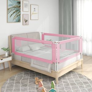 Sigurnosna ograda za dječji krevet ružičasta 180x25 cm tkanina