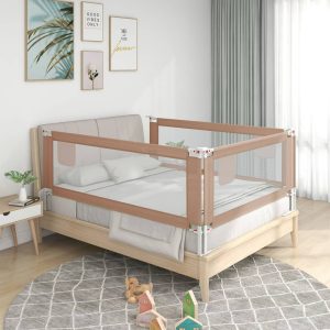 Sigurnosna ograda za dječji krevet smeđe-siva 160x25 cm tkanina
