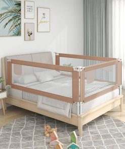 Sigurnosna ograda za dječji krevet smeđe-siva 190x25 cm tkanina