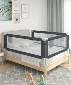 Sigurnosna ograda za dječji krevet tamnosiva 100x25 cm tkanina