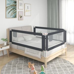 Sigurnosna ograda za dječji krevet tamnosiva 100x25 cm tkanina