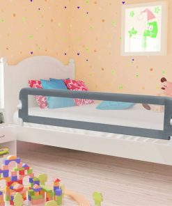 Sigurnosna ogradica za dječji krevet siva 180 x 42 cm poliester
