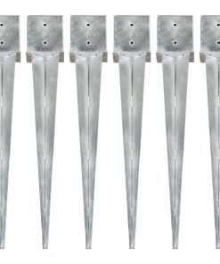 Šiljci za tlo 6 kom srebrni 14 x 14 x 91 cm pocinčani čelik