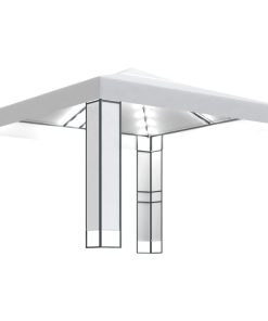 Sjenica s dva krova i LED svjetlosnim trakama 3 x 3 m bijela