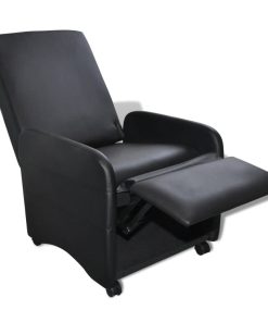 Sklopiva fotelja od umjetne kože crna