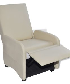 Sklopiva fotelja od umjetne kože krem