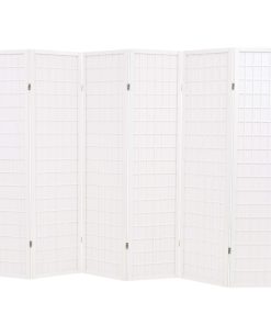 Sklopiva sobna pregrada sa 6 panela u japanskom stilu 240x170 cm bijela