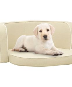 Sklopiva sofa za pse krem 76 x 71 x 30 cm platno perivi jastuk