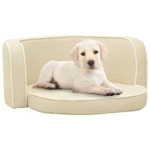 Sklopiva sofa za pse krem 76 x 71 x 30 cm platno perivi jastuk