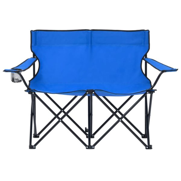 Sklopiva stolica za kampiranje za 2 osobe čelik i tkanina plava