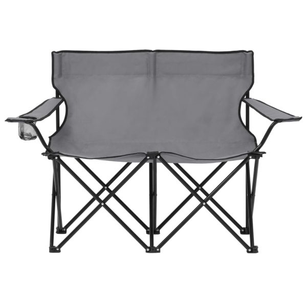 Sklopiva stolica za kampiranje za 2 osobe čelik i tkanina siva