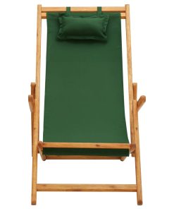 Sklopiva stolica za plažu od drva eukaliptusa i tkanine zelena