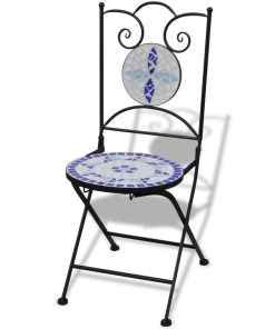 Sklopive bistro stolice 2 kom keramičke plavo-bijele