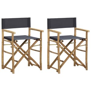 Sklopive redateljske stolice tamnosive 2 kom bambus i tkanina