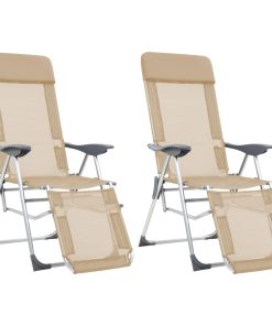 Sklopive stolice za kampiranje 2 kom krem aluminijske