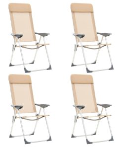 Sklopive stolice za kampiranje 4 kom krem aluminijske