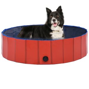 Sklopivi bazen za pse crveni 120 x 30 cm PVC