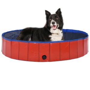 Sklopivi bazen za pse crveni 160 x 30 cm PVC