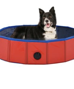 Sklopivi bazen za pse crveni 80 x 20 cm PVC