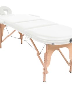 Sklopivi masažni stol debljine 4 cm s 2 jastučića ovalni bijeli