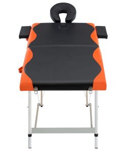 Sklopivi masažni stol s 2 zone aluminijski crno-narančasti