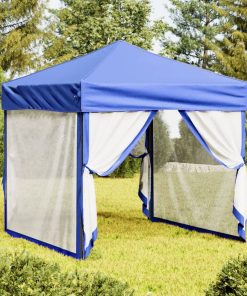 Sklopivi šator za zabave s bočnim zidovima 2 x 2 m plavi