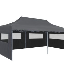 Sklopivi šator za zabave s bočnim zidovima 3 x 6 m antracit