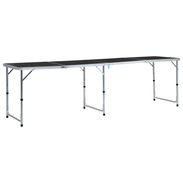 Sklopivi stol za kampiranje sivi aluminijski 240 x 60 cm