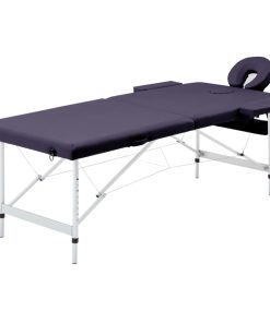 Sklopivi stol za masažu s 2 zone aluminijski ljubičasti