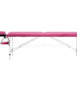 Sklopivi stol za masažu s 2 zone aluminijski ružičasti