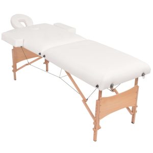 Sklopivi stol za masažu s 2 zone i stolac debljina 10 cm bijeli