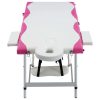 Sklopivi stol za masažu s 3 zone aluminijski bijelo-ružičasti