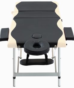 Sklopivi stol za masažu s 3 zone aluminijski crni i bež