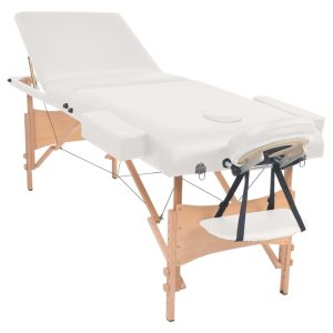 Sklopivi stol za masažu s 3 zone debljina 10 cm bijeli