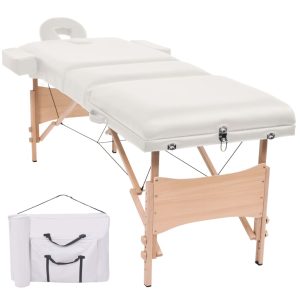 Sklopivi stol za masažu s 3 zone debljina 10 cm bijeli
