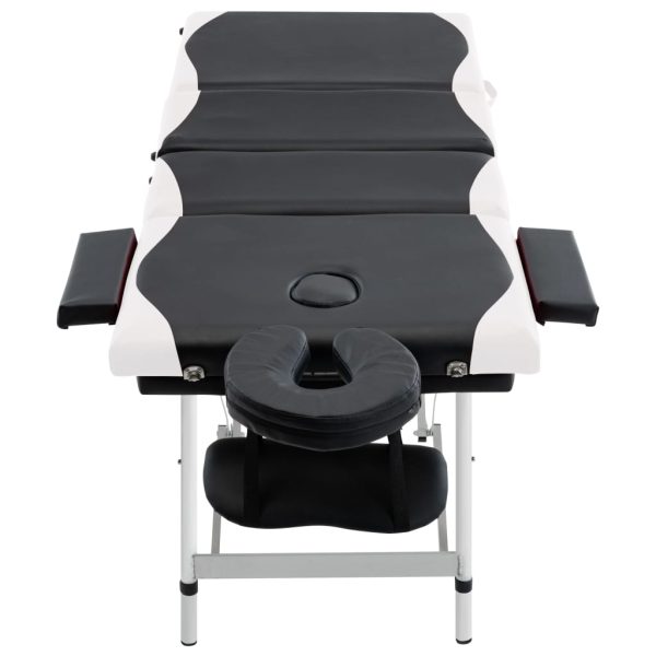 Sklopivi stol za masažu s 4 zone aluminijski crno-bijeli