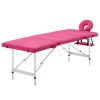 Sklopivi stol za masažu s 4 zone aluminijski ružičasti