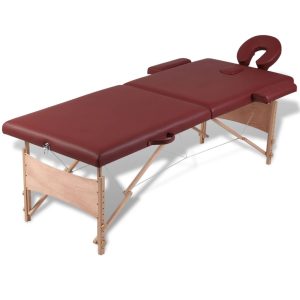 Sklopivi stol za masažu s drvenim okvirom dvodijelni crveni