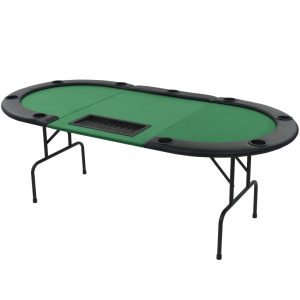 Sklopivi trodijelni stol za poker za 9 igrača ovalni zeleni