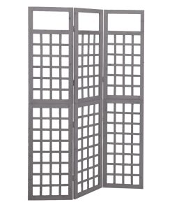 Sobna pregrada / rešetka s 3 panela od jelovine siva 121x180cm