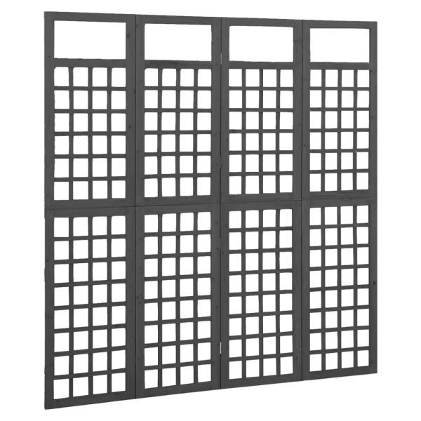 Sobna pregrada / rešetka s 4 panela od jelovine 161x180 cm crna