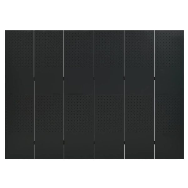 Sobna pregrada sa 6 panela crna 240 x 180 cm čelična