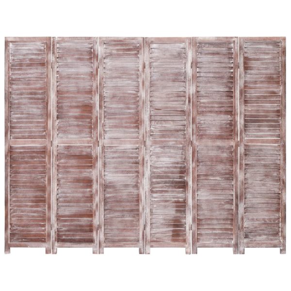 Sobna pregrada sa 6 panela smeđa 210 x 165 cm drvena