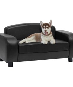 Sofa za pse crna 80 x 50 x 40 cm od umjetne kože