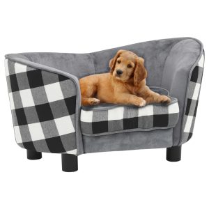 Sofa za pse siva 68 x 38 x 38 cm plišana