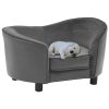 Sofa za pse siva 69 x 49 x 40 cm od pliša i umjetne kože